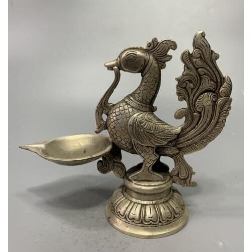 China White copper archaize phoenix wax candlestick crafts statue