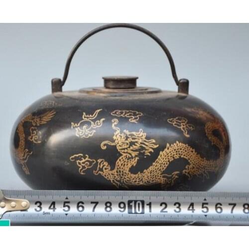 Chinese pure brass statue Phoenix dragon of portable teapot teapot kettle Christmas Halloween