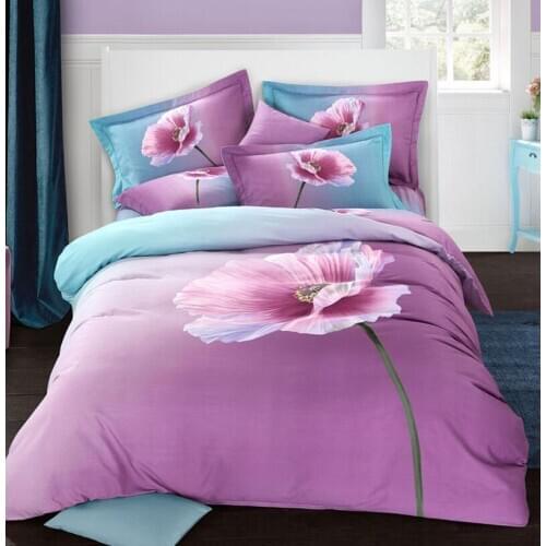 New 100% Cotton Sanding Printed Flower Bedding Set Luxury Royal Bed Sheet set Duvet Cover Pillowcase Queen King 4pcs grey white