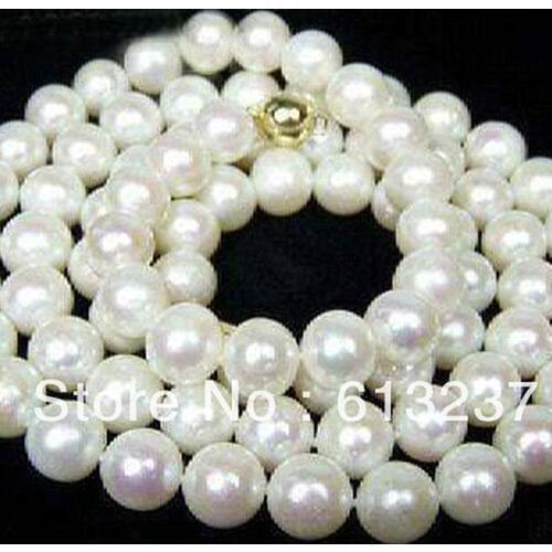 Beautiful style 8-9mm AA+ white akoya cultured pearl beads making Necklace 34" MY4584