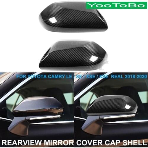 LHD RHD Car Styling Real Dry Carbon Fiber Rearview Rear Side Mirror Cover Cap Shell Trim For Toyota Camry LE SE XSE REAL 2018-20
