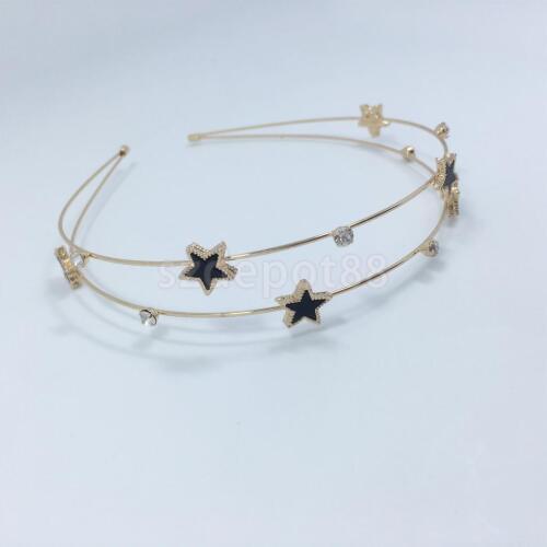 Fashion Women Girls Rhinestone Daisy Star Pearl Double Two Row Headband Tiara Wedding Party Prom Bridal Hair Jewelry Accessory