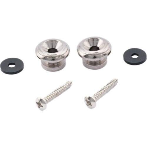 Musiclily Large Guitar Strap Buttons Locks, Chrome (2 Pieces)