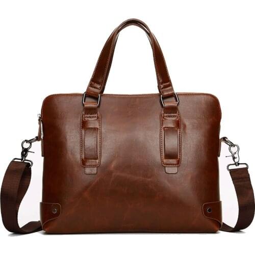 Men Briefcases Black Brown Men Office Business Bag Fashion Male Female Laptop Bags Casual Waterproof Thick leather Men Handbags