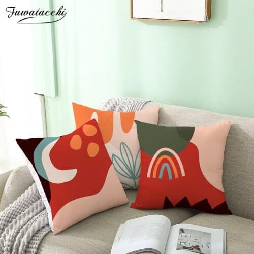 Fuwatacchi Geometric Cushion Cover Abstract Landscape Painting Pillow Covers for Home Sofa Fall Decor Throw Pillowcases 45X45cm