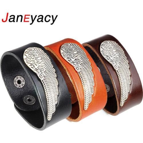 Janeyacy 2018 New Creative Fashion Leather Bracelet Men Pulseira Masculina Fashion Personality Wing Women Bracelet Pulsera