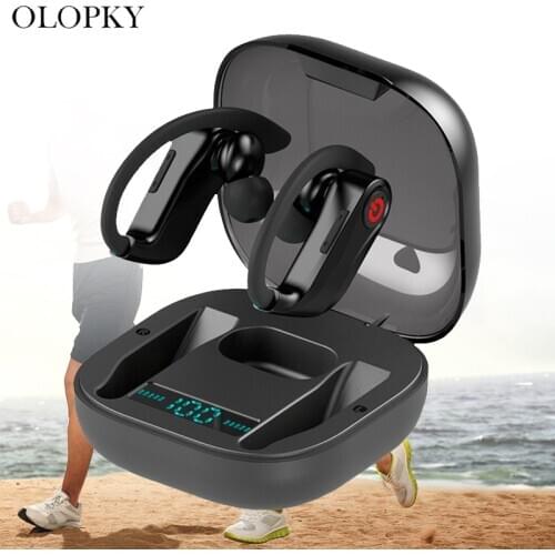 New Bluetooth 5.0 Earphone Waterproof Ear Hook Wireless LED Stereo Sound Headset TWS Handsfree Earbuds Sports Headset Headphones