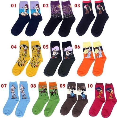New Men Women Cotton Socks Art Oil Painting Sport Running Women Cycling Men Sport Camping/Hiking Socks