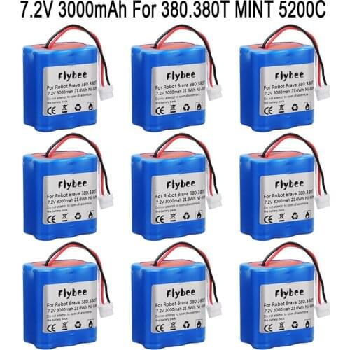 Original 7.2V Battery for iRobot Roomba Braava 380 380T Mint 5200c Ni-MH 2500mah upgrade 3000mAh 3.0Ah 7.2v Rechargeable battery