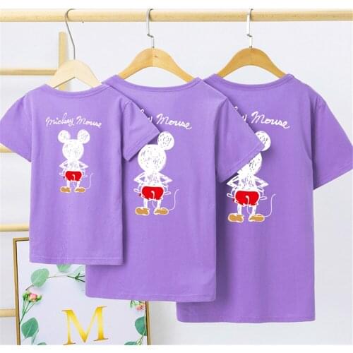 Family Matching Clothes Kids Disney Mickey Mouse Print Tshirt Dad Daughter Matching Outfits Shirt Family Look Tee Tops Dropship