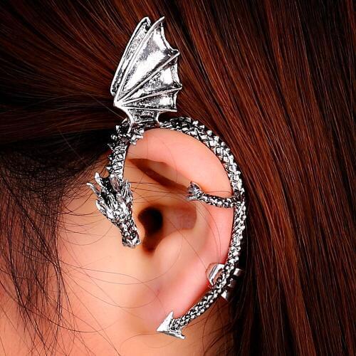 10Pcs/Lot Free Shipping New Fashion Jewelry Earrings Punk Dragon Long Ear Cuff Earring Jackets For Women Gifts Wholesale EJ002