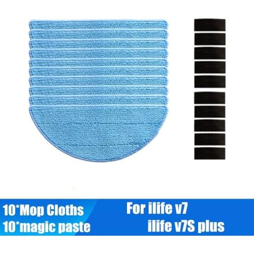 10*Mop Cloths+10*magic paste for ILIFE V7 V7s plus Robot Vacuum Cleaner parts chuwi ilife v7 cleaning mop cloth accessories