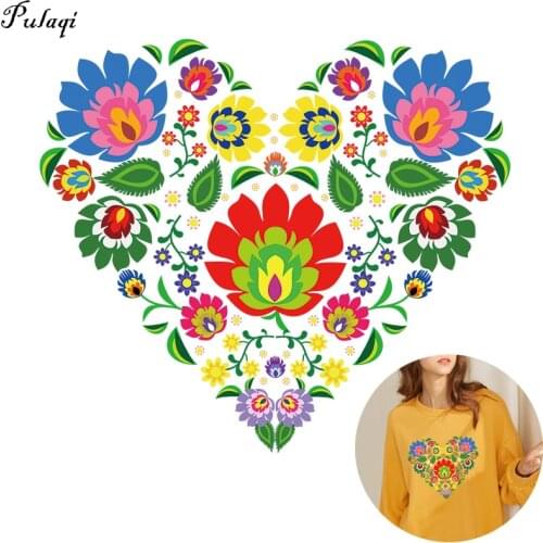 Pulaqi Iron on Colorful Heart Transfers for Clothing Thermal Love Heart Transfer Patches Washable Vinyl Patch Sticker on Clothes