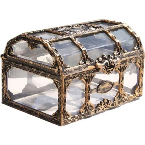Vintage Transparent Pirate Treasure Storage Box Candy Trinket for Jewelry Crystal Gem Trinket Box Holder Organizer Earrings Ear