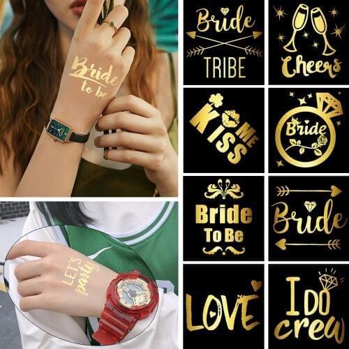 Small temporary tattoo stickers Bridesmaid wedding team decoration Hand tattoo sticker PD Bronzing Reflective Sticker tattoos