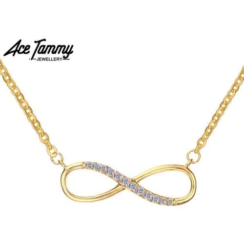 Infinity Stainless Steel 316l Jewelry Cubic Zirconia Inlay Gold Pendant Necklace for Women
