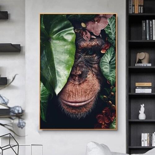 Chimpanzee Animal Canvas Painting Wall Art Posters and Prints Monkey Modern Decorative Wall Picture for Living Room Home Decor