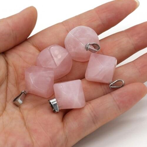1 Piece Natural Pendants Stone Rose Quartzs Charms for Jewelry Making DIY Necklace Accessories Size 20x20mm