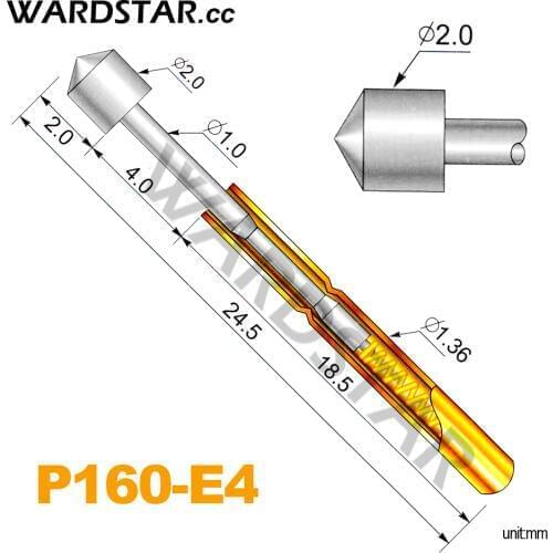 100pcs/lot P160-E4 Dia 2.0mm Spring Test Probes Pogo Pin Length 24.5mm (Stroke Spring Froce:140g)