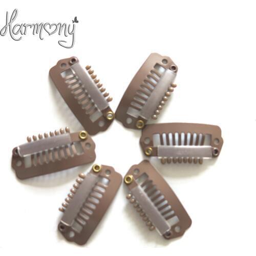 100pcs Wig Hair Clips 28mm Snap Clips for Hair Extension I Shape Wig Clips tool 8 Teeth Hair Extension Clips