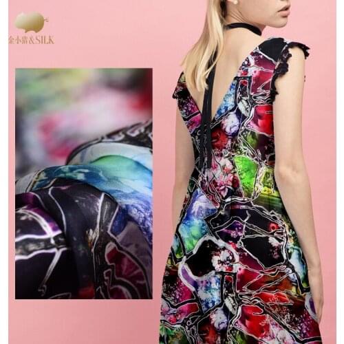 140cm digital printing silk organza satin fabric 12mm perspective smooth shirt dress silk fabric satin wholesale silk cloth