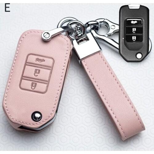 2/3 Buttons Car Key Cover Case for Honda Civic Accord City CR-V Jazz XR-V Vezel HR-V FRV Leather Car Shell Auto Key Keychain