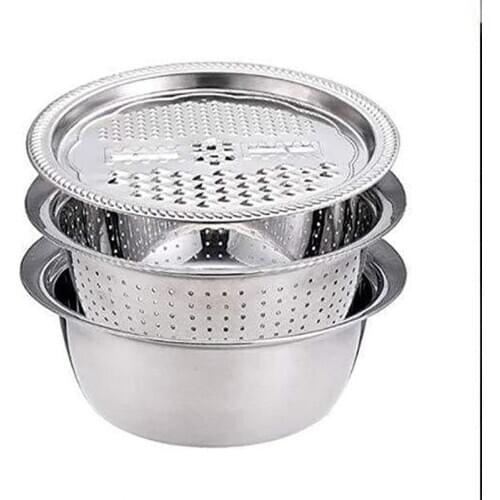 3PCS/Set Multifunctional Stainless Steel Vegetables Fruits Basin Kitchen Utensils Accessories Tools Colanders Strainers Cookware