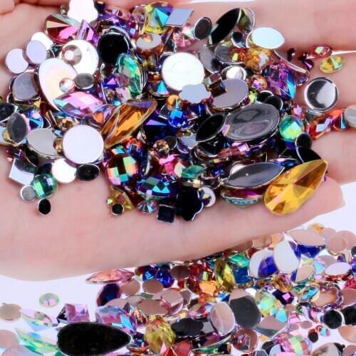 300 pcs 3D Crystals Rhinestones For Nails AB Glass Flat Nail Rhinestones Acrylic Shinning Nail Art 3D DIY Decoration for UV Gel