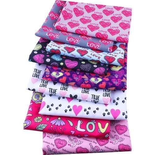 50*140CM Valentines Day Polyester cotton Fabric Patchwor Printed for Tissue Kids Home Textile for Sewing Doll Dress Curtain