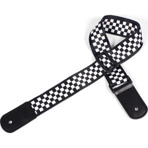 Kawaii Guitar Strap Adjustable Ukulele Strap Black White Plaid Acoustic Guitar Strap Belt Ukulele Bass Guitarra Part Accessories
