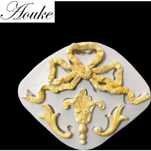 Aouke Bow Tie & Pattern Shped Silicone Cake Decorating Mold Pastry Tool Sugarcraft Mold D053