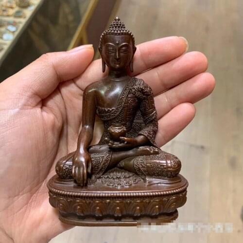 Buddhism good Buddha statue HOME family effective protection high grade bronze Shakyamuni Amitabha Buddha statue Small size