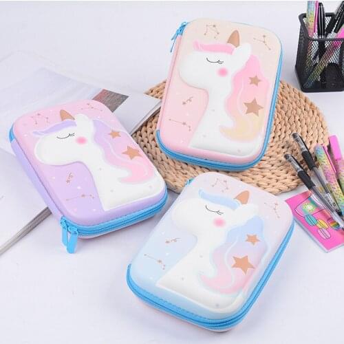 EVA Pen Case Student Pencil Case Cute Pink Kawaii Unicorn Girl Stationery Cute School Supplies Back To School Pen Storage Bag