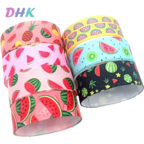 DHK 50yards Watermelon Pineapple Printed Grosgrain Ribbon Accessory Hairbow Headwear Decoration DIY OEM Wholesale S1535