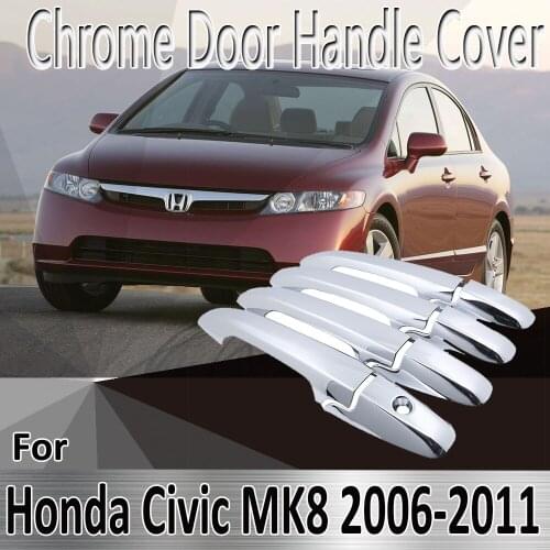 For Honda Civic MK8 2006~2011 2007 2008 2009 2010 Styling Stickers Decoration Chrome Door Handle Cover Refit Car Accessories
