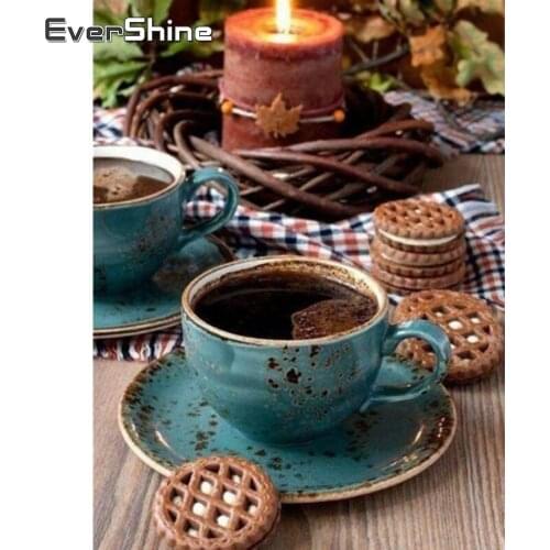 Evershine 5D Diamond Embroidery Cross Stitch Coffee Rhinestone Pictures Landscape Diamond Painting Full Square Drill Needlework
