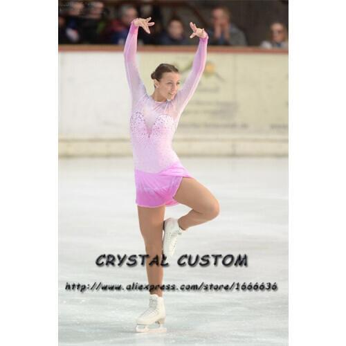Custom Figure Skating Dresses For Girls Fashion New Brand Competition Children Ice Figure Skating Dresses Crystal DR3810
