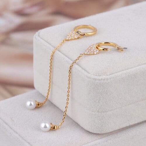 Zircon Inlaid Love Pearl Detachable Pendant Fashion Long Earline
