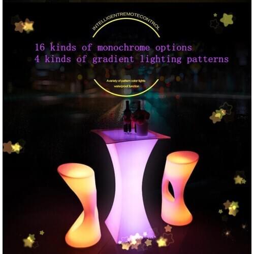 Quality Rechargeable LED Luminous cocktail table ip54 waterproof plastic coffee table remote control color bar table set