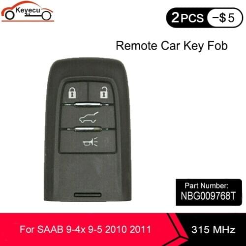 KEYECU OEM for SAAB 9-4x 9-5 2010 2011 Smart Remote Control Key Fob 4 Button 315MHz PCF7952E HITAG 2 46 Chip FCC: NBG009768T