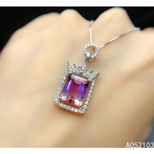 KJJEAXCMY fine jewelry 925 Sterling Silver inlaid Ametrine Womens luxurious and domineering gradient GEM PENDANT support check