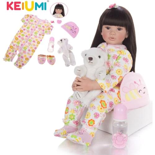 KEIUMI Reborn Baby Doll 24 Inch 60 CM Toddler Soft Silicone Doll Baby Reborn Dolls Toy Handmade Gifts To Childrens Birthday