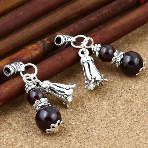 S925 Sterling Silver DIY Thai Crystal Handmade Garnet Small Gourd Bracelet Pendant And Necklaces Exotic Accessories