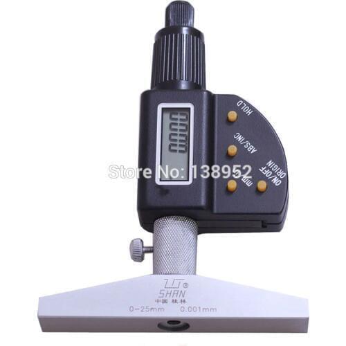 0-25mm digital depth micrometer 0.001mm Electronic Depth Micrometer Base Machinist Mico Gauge deep micrometer