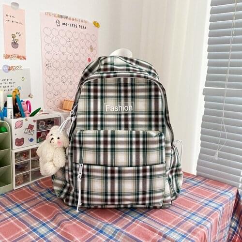 Fashion Striped Canvas Backpack Student School Bag Multi-Pocket Large-Capacity Waterproof Leisure Travel Bags