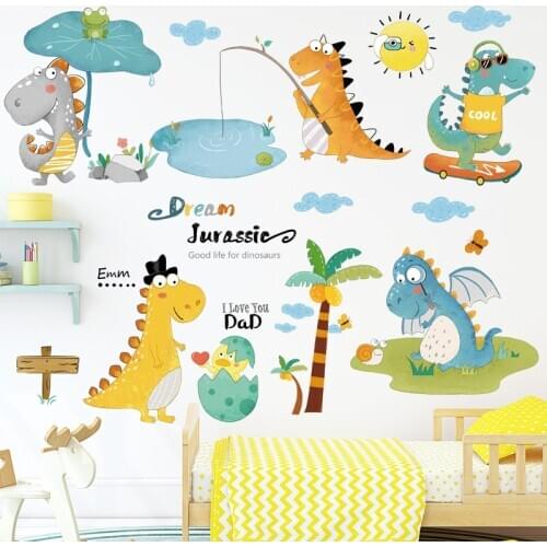 Cartoon Dinosaur Wall Stickers for Kids room Baby room Wall Decor Ceative Vinyl Room Decal Eco-friendly Home Decoration Sticker