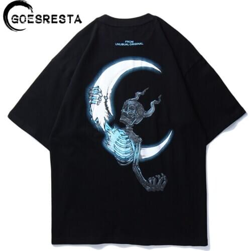Men T Shirt Cotton Hip Hop Streetwear Skeleton Lightning Tshirt 2020 Summer Harajuku Casual T-Shirts Men Short Sleeve Tops Tees