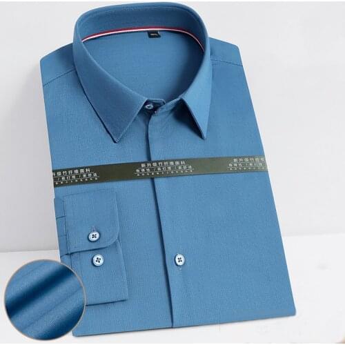 Bamboo Fiber Mens Dress Shirt Thin Striped Long Sleeve Mens Social shirts Regular Fit Multicolor Business Quality No Pocket New