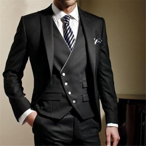 Men Suit Black Formal Men Suit Slim Fit Mens Suits Bespoke Groom Tuxedo Blazer For Wedding Prom Jacket Pants With Vest 3pcs