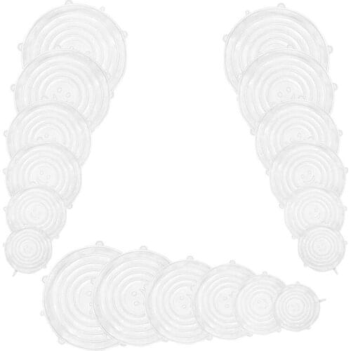 18 Pcs Microwave Refrigerator Sealed Stretchable Elastic Fresh-Keeping Cover Set, Reusable Food Storage Silicone Cover